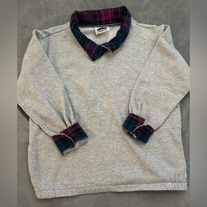Vintage Metropolitan Plaid Collar Sweatshirt Size M